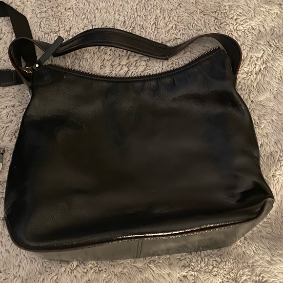 Kate Spade Black Patent Leather Zip Hobo Bag - Picture 2 of 4